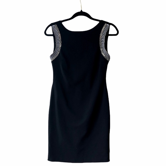 ZARA Little Black Dress Form Fitting With Embroidery Beads Size Medium LBD - Picture 2 of 15
